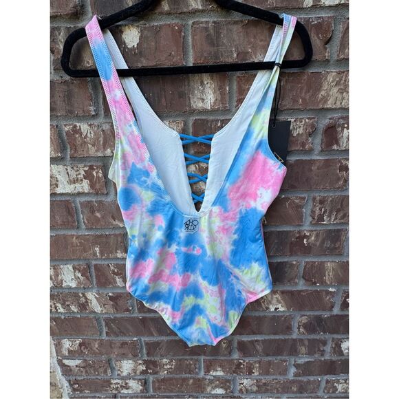 Chaser one piece swimwear size medium multi colored blue, green and pink, no fla - Picture 5 of 12